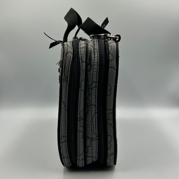 Thirty-One Quilted Floral Print Train Case Cosmetic Makeup Bag Gray, Detachables - Picture 14 of 16